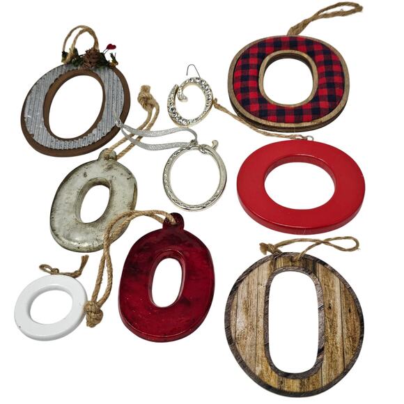 Christmas Ornament Initial Letter O Bundle of 9 Glass Metal Pressboard Swarovski - Picture 1 of 9